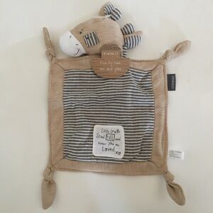 NEW Baby Lovey Giraffe Security Blankie Rattle Knotted Tan Striped | Demdaco